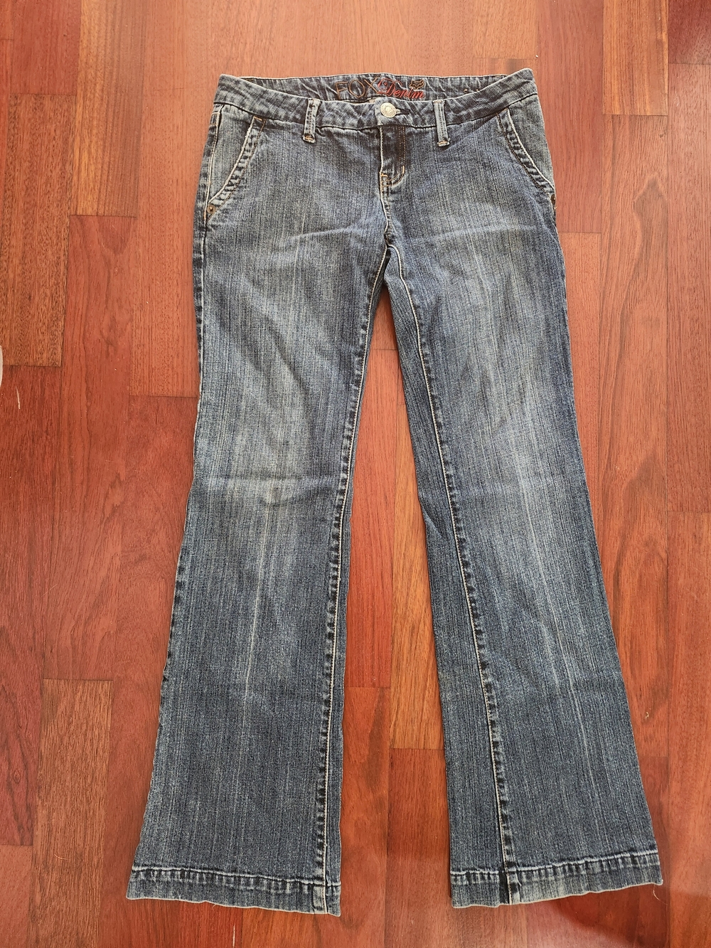 Fox Women's Low Rise Flared Jeans - Medium Blue Wash Size 9